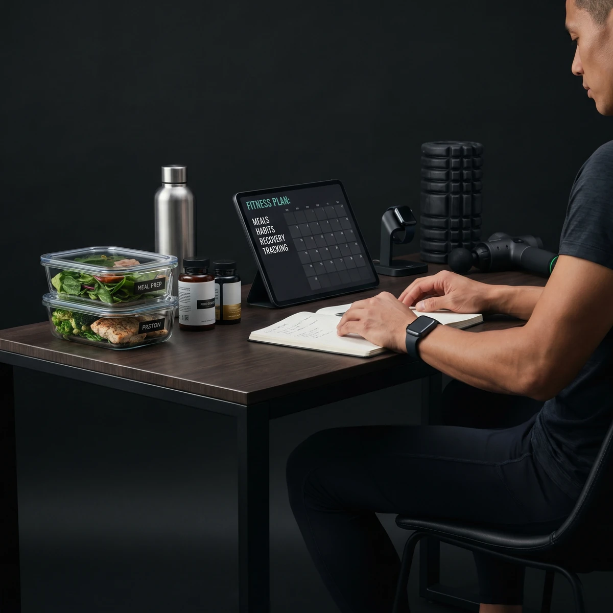 Coach preparing nutrition products