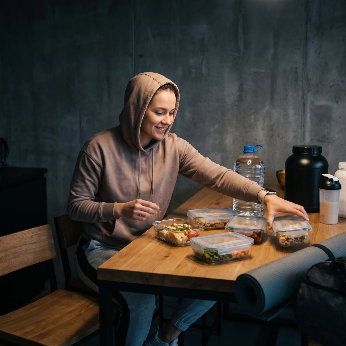Client eating a prepared meal